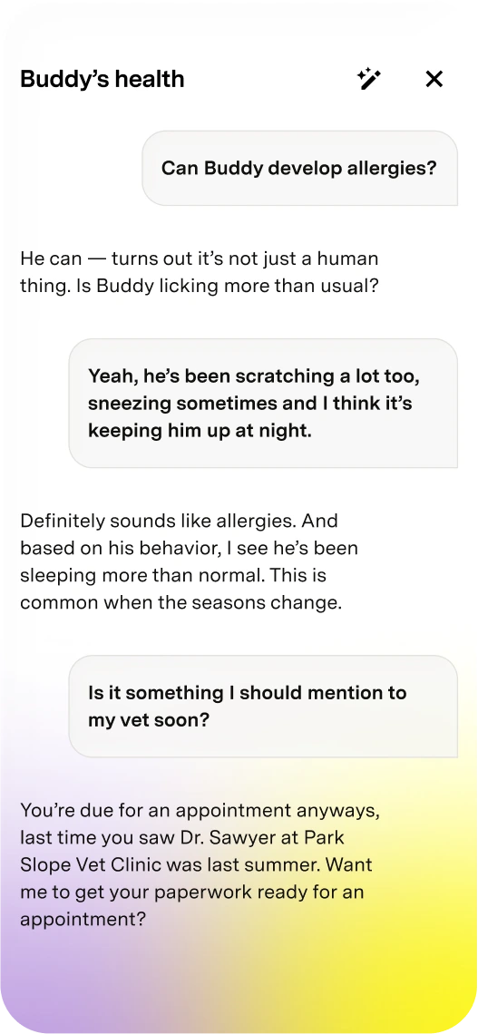 A phone UI showing a feature of Fi Intelligence.