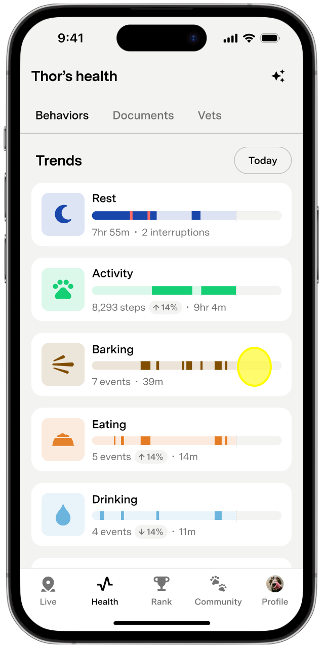 Health tab landing